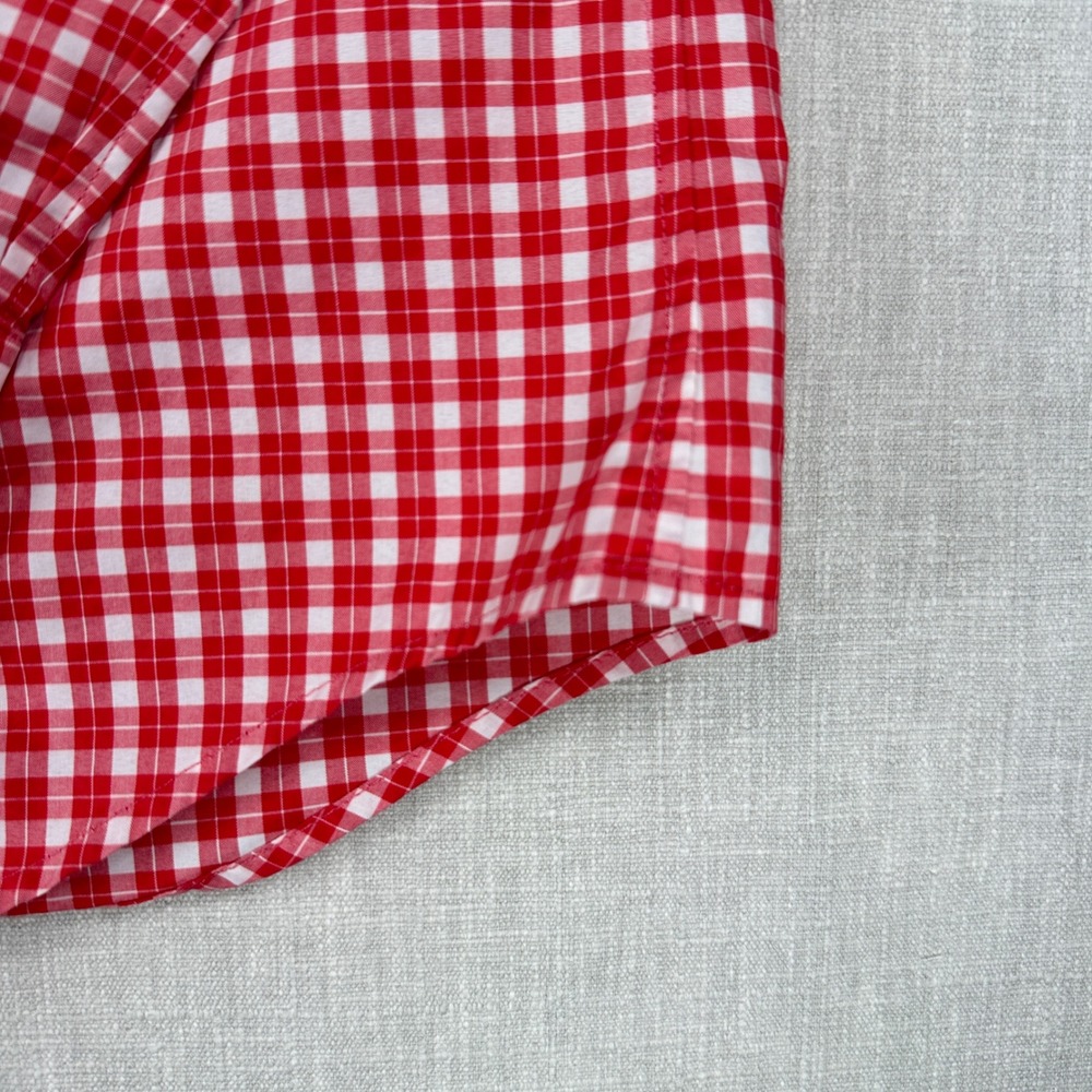 Banana Republic Button Down Mens M Red Gingham Slim Flex Fit Tech Stretch Cotton - Picture 7 of 14